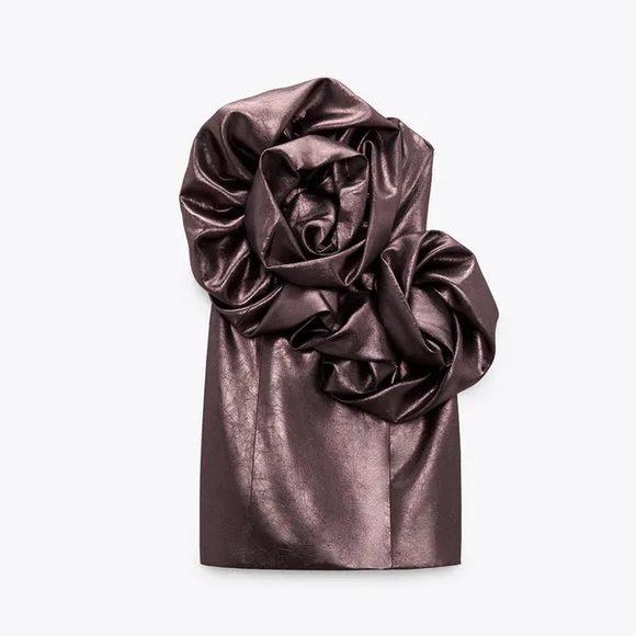 Zara NWOT voluminous flower 3D appliqué oversized floral detail party mini dress - Picture 13 of 15